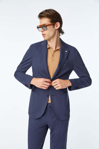 Blue travel jacket in technical jersey blue