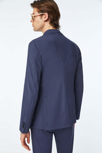 Blue travel jacket in technical jersey blue