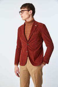 Garment-dyed slim-fit jack jacket in rust brick