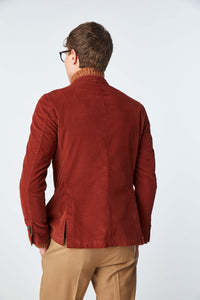 Garment-dyed slim-fit jack jacket in rust brick