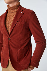 Garment-dyed slim-fit jack jacket in rust brick