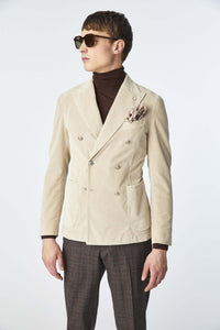 Garment-dyed double-breasted tom jacket in ivory beige