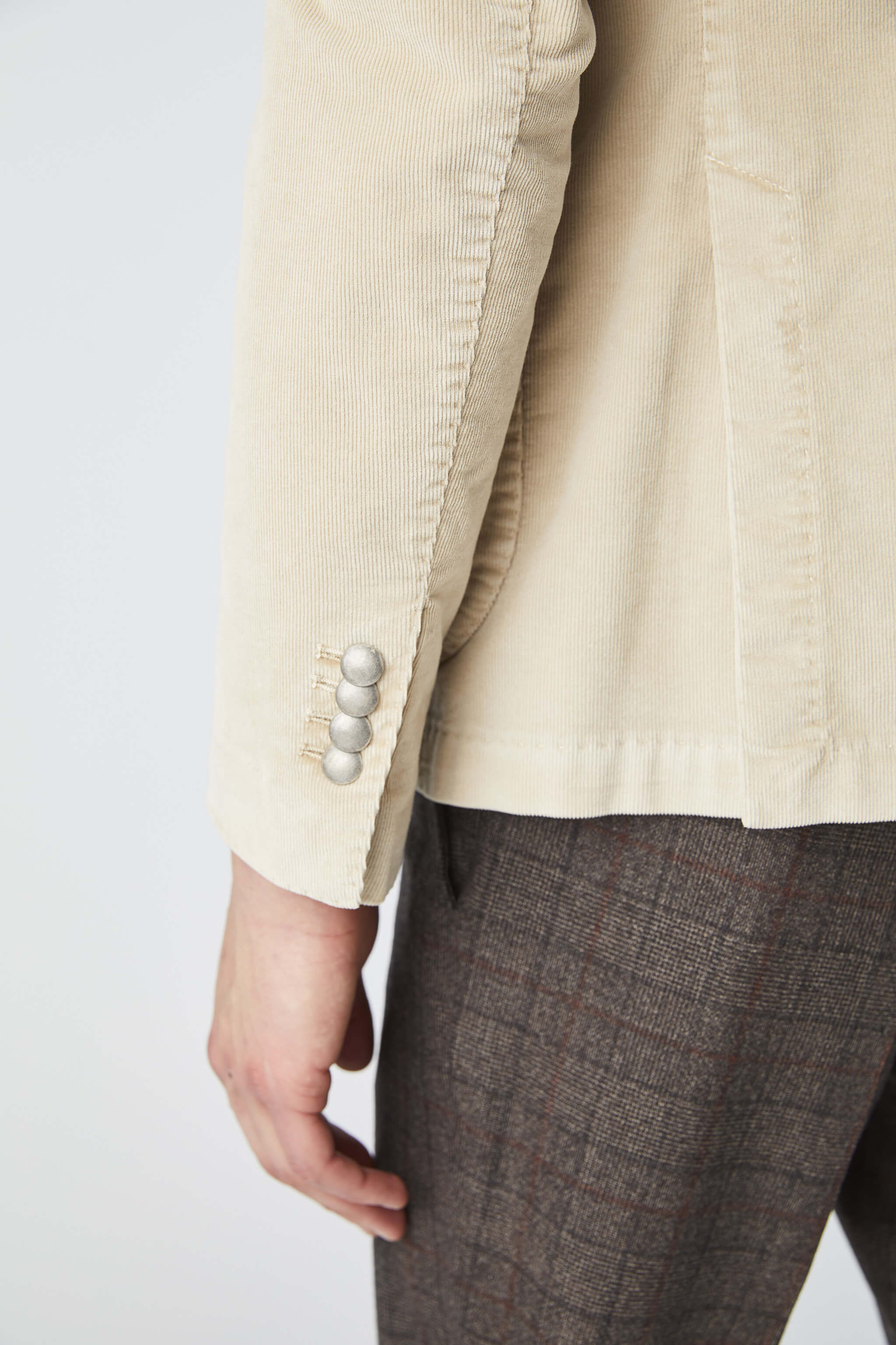 Garment-dyed double-breasted TOM jacket in ivory