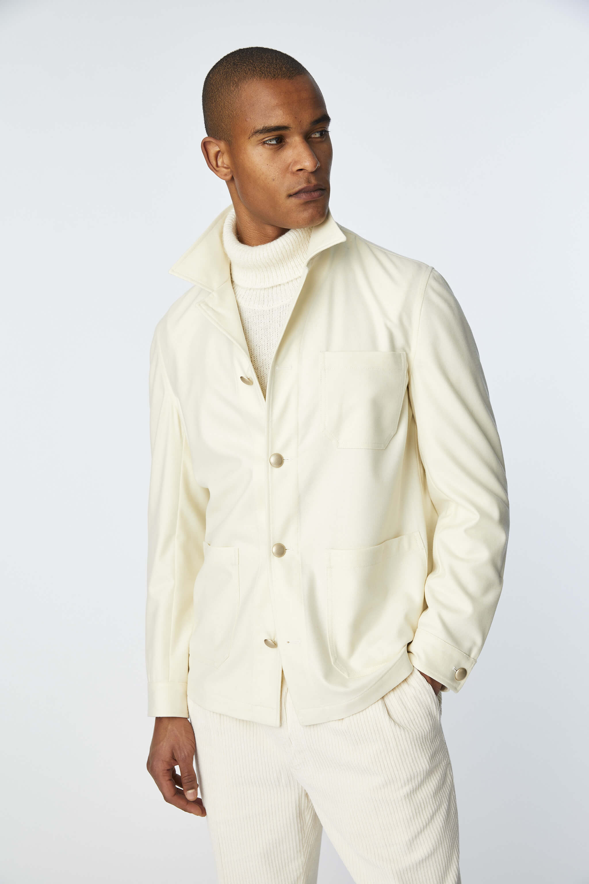 Overshirt 100% wool in ivory