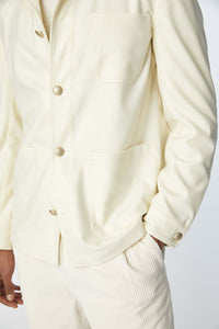 Overshirt 100% wool in ivory white