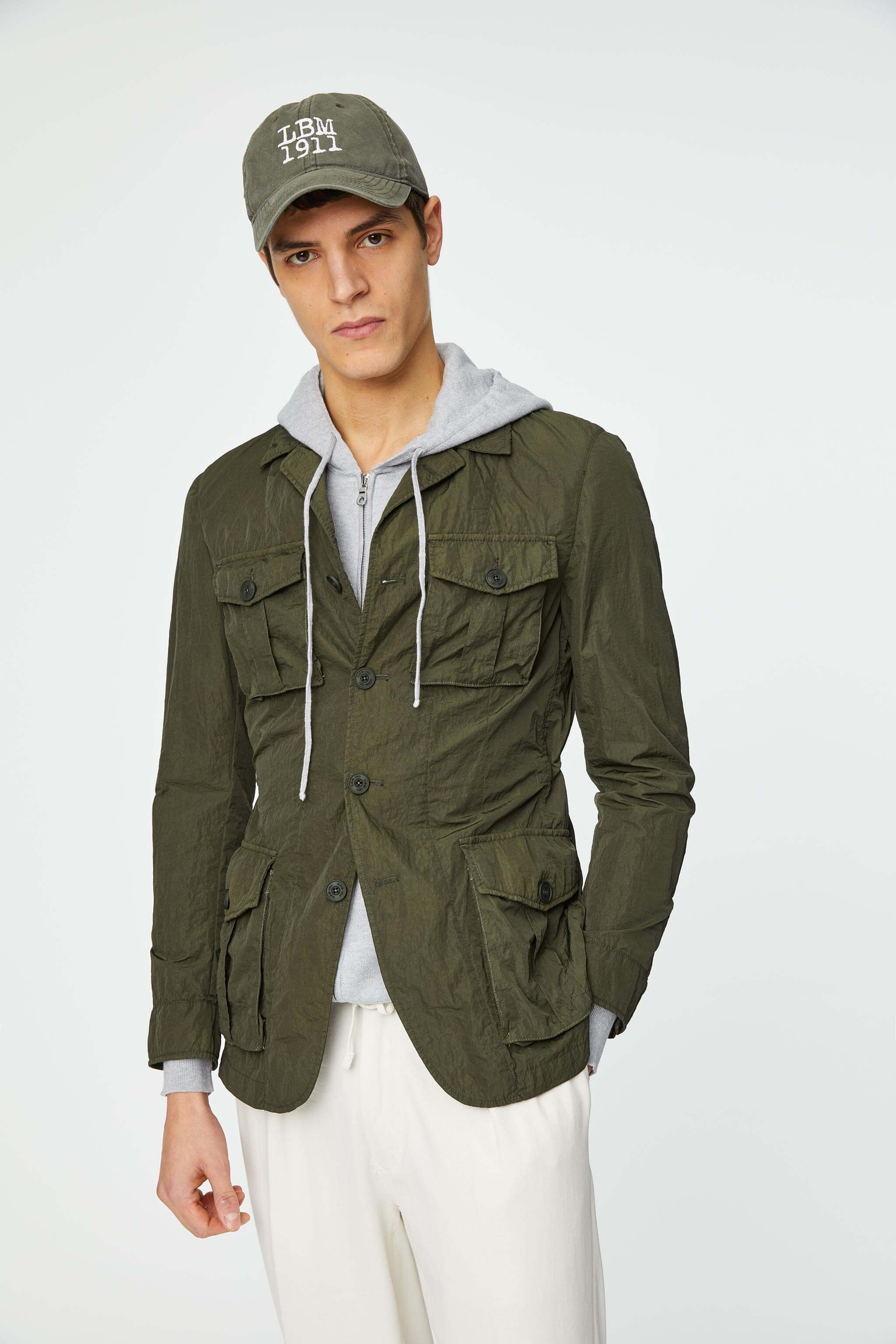 Garment-dyed Overshirt in dark green