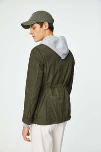 Garment-dyed overshirt in dark green dark green