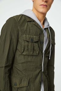 Garment-dyed overshirt in dark green dark green