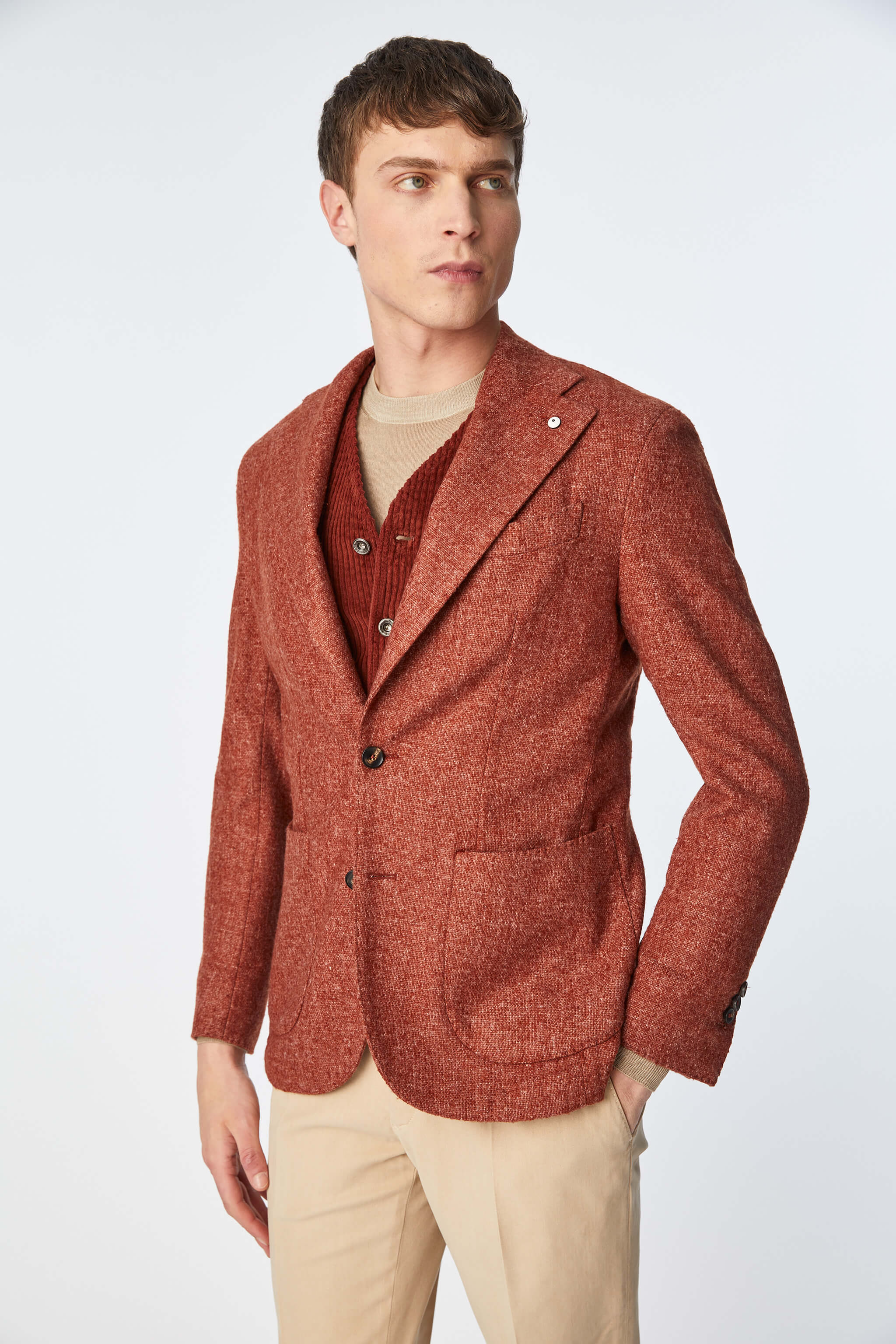 Garment-dyed slim-fit BILL jacket in rust