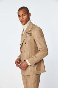 Garment-dyed tom suit in beige earth