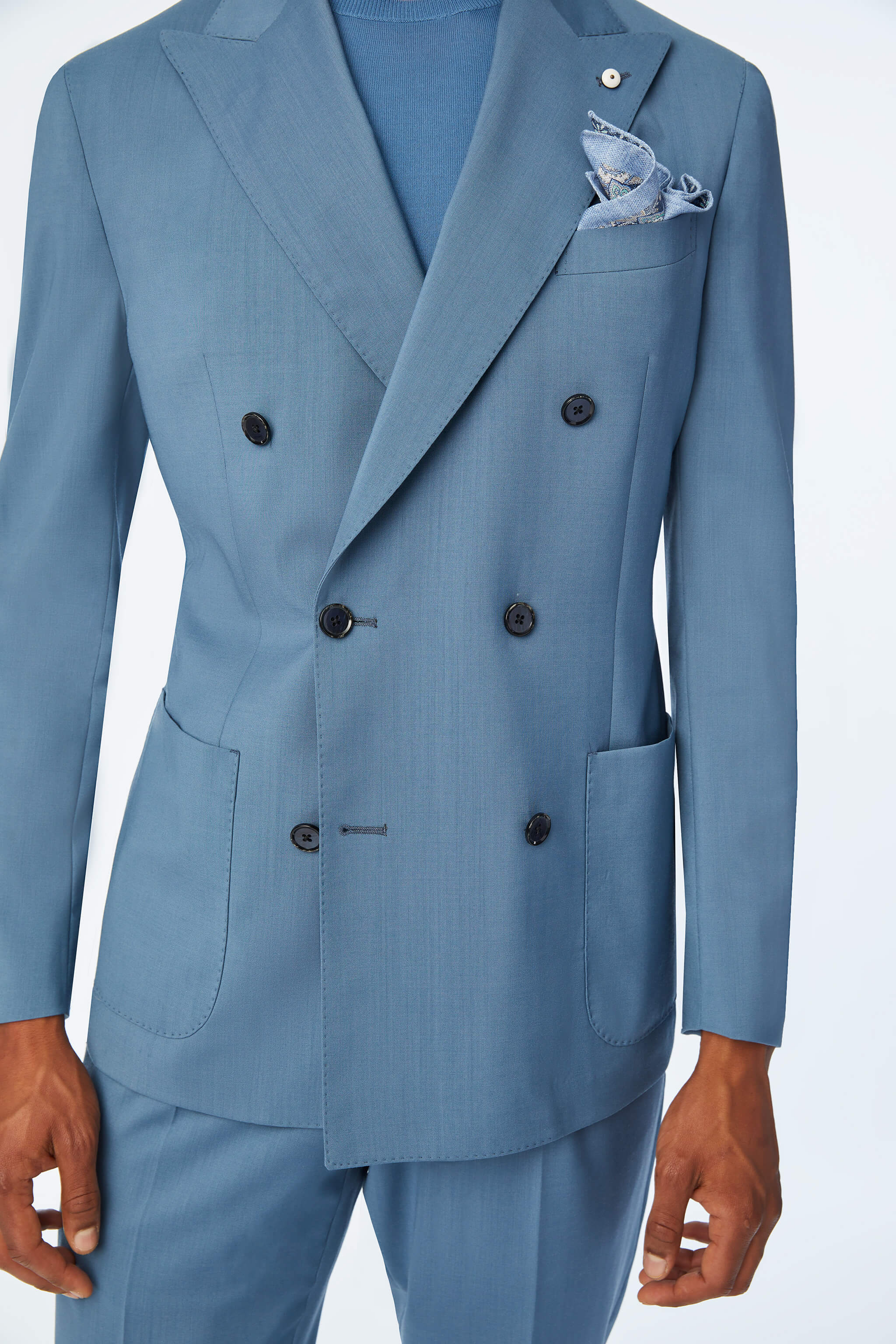 Garment-dyed TOM suit in light Blue