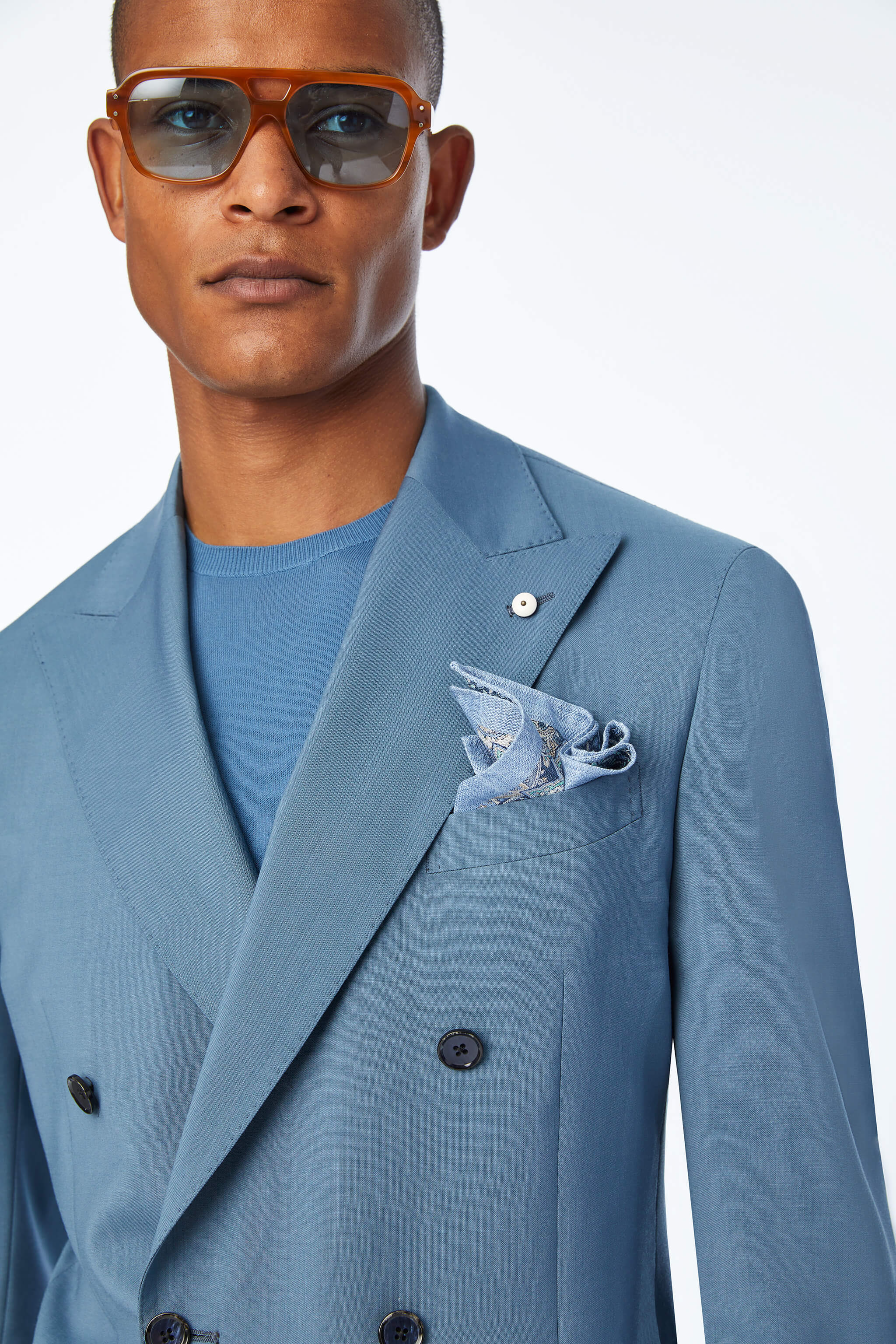 Garment-dyed TOM suit in light Blue