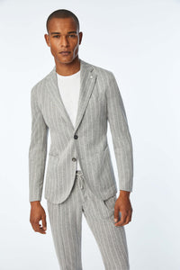 Jack suit in jersey pinstripe light grey