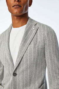 Jack suit in jersey pinstripe light grey