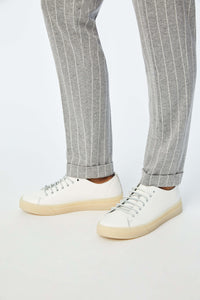 Jack suit in jersey pinstripe light grey