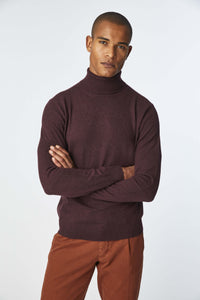 Maglia dolcevita in cashmere vinaccia bordeaux