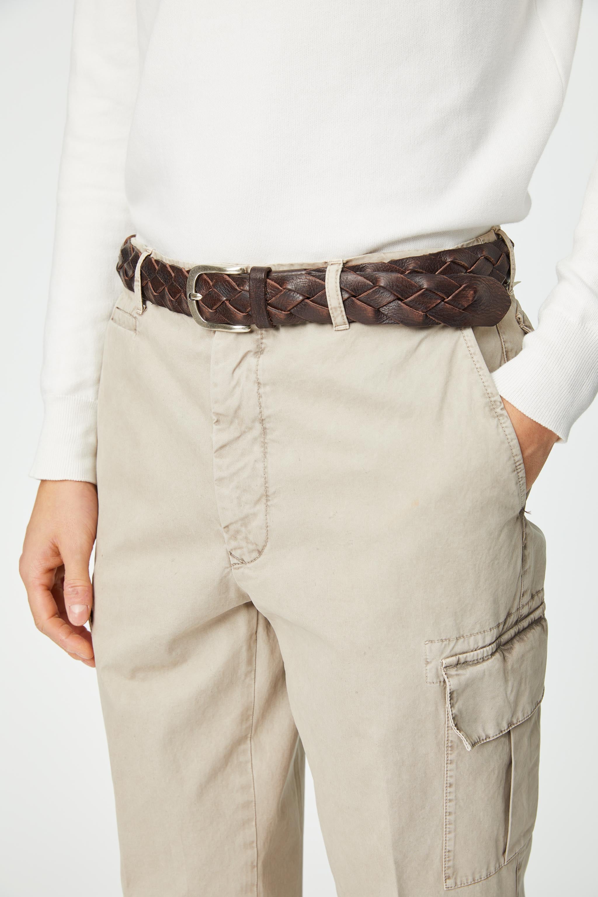 Braided buffalo leather belt