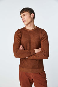 Garment-dyed crewneck in brown earth