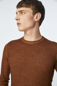 Garment-dyed crewneck in brown earth