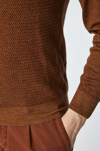 Garment-dyed crewneck in brown earth