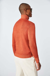 Garment-dyed turtleneck in paprika orange red