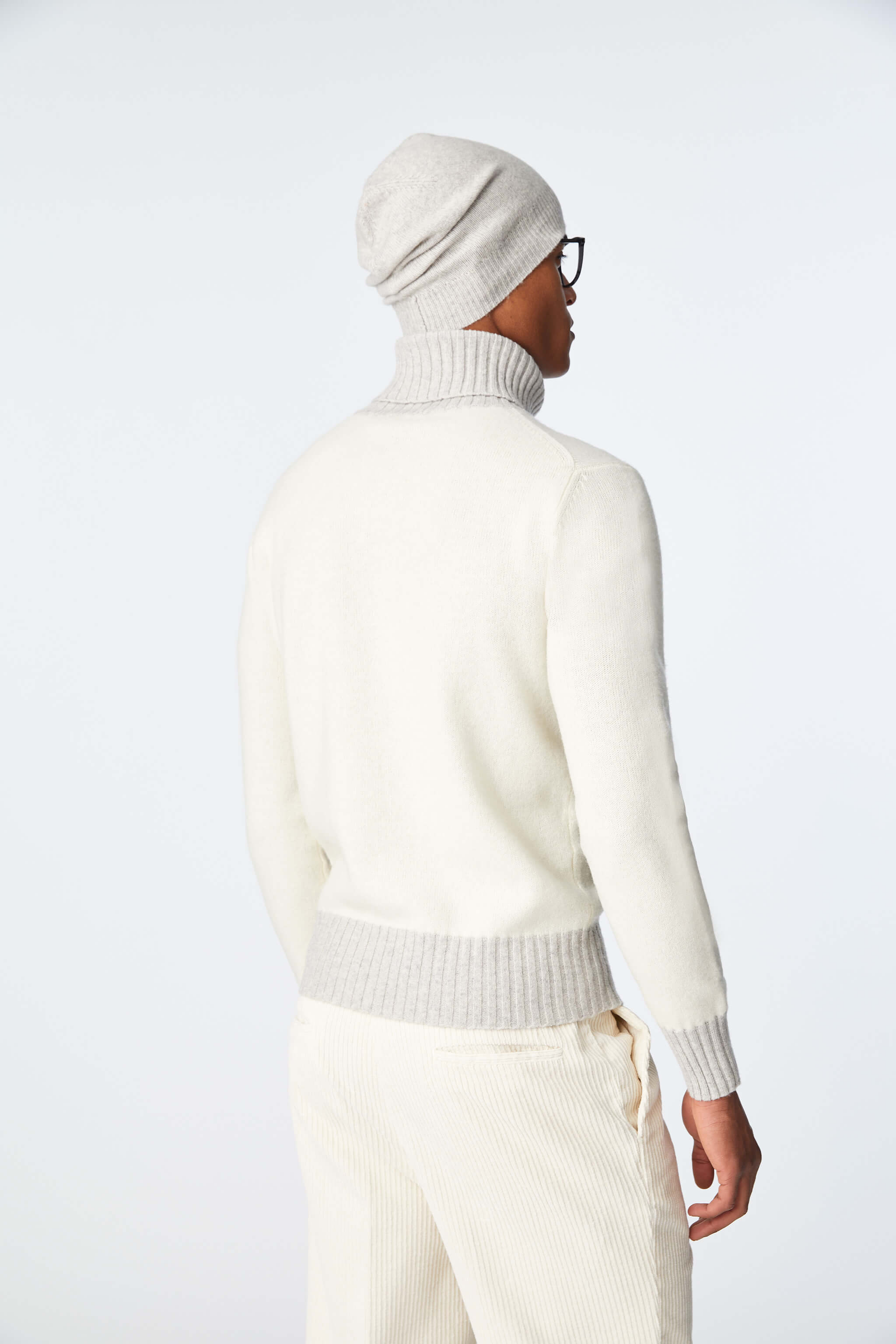 White turtleneck with contrast details