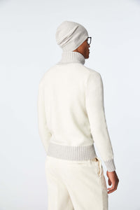 White turtleneck with contrast details white