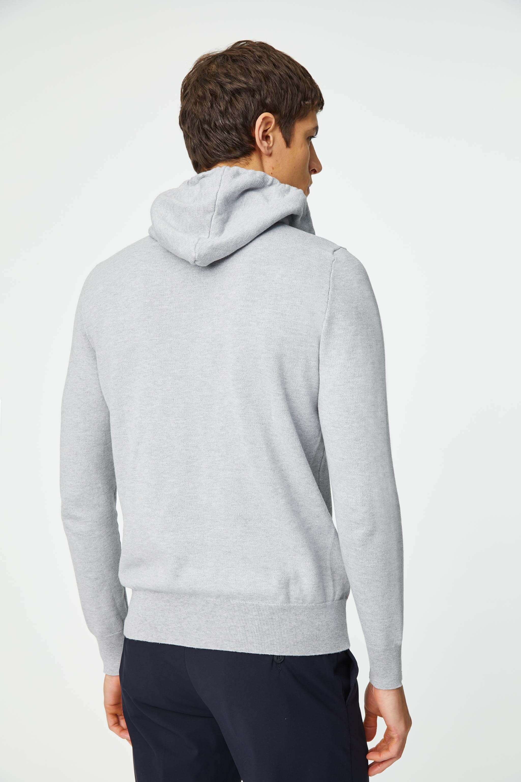 Cotton knit hoodie in gray