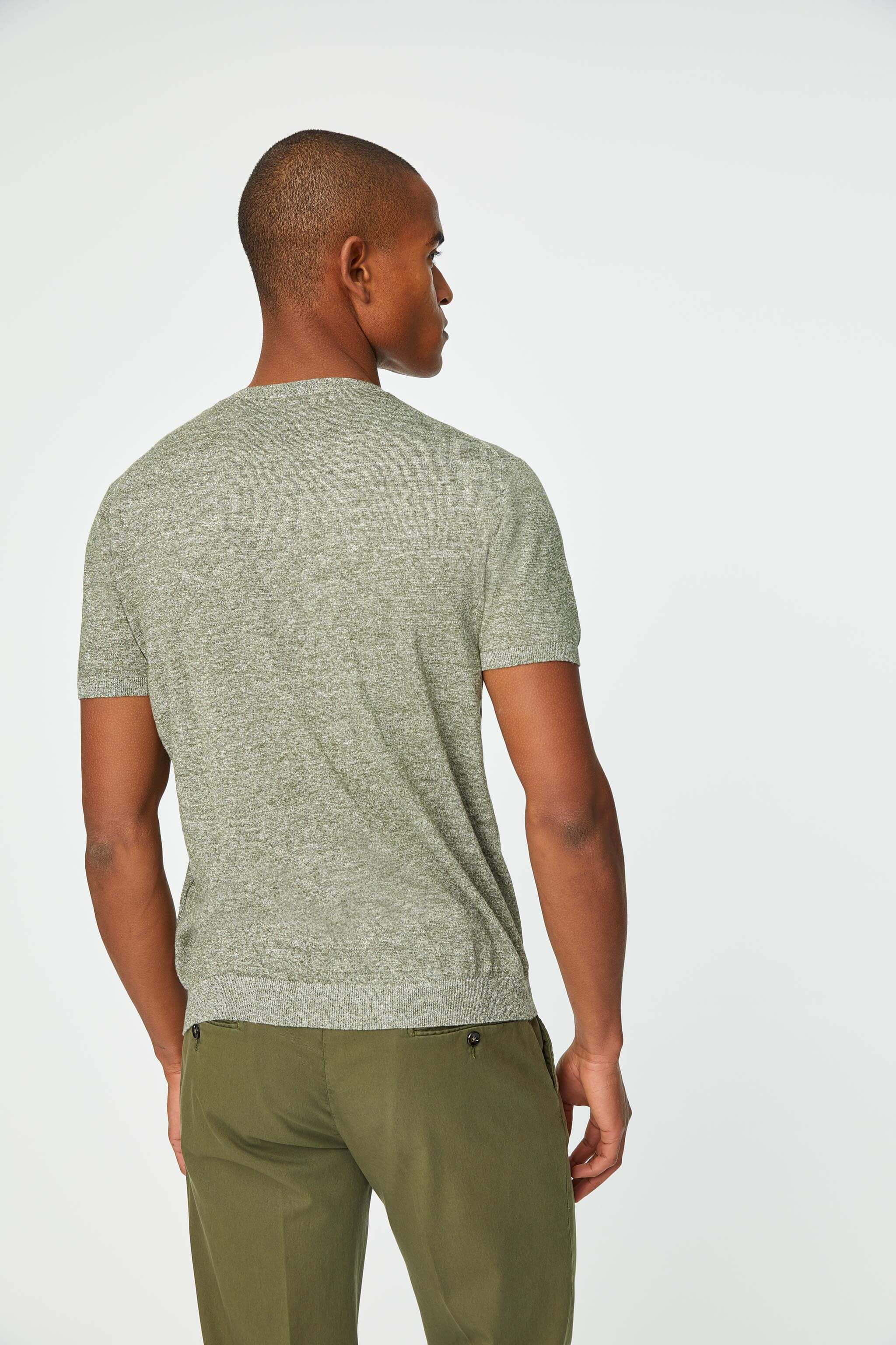 Linen and cotton T-shirt in sage green