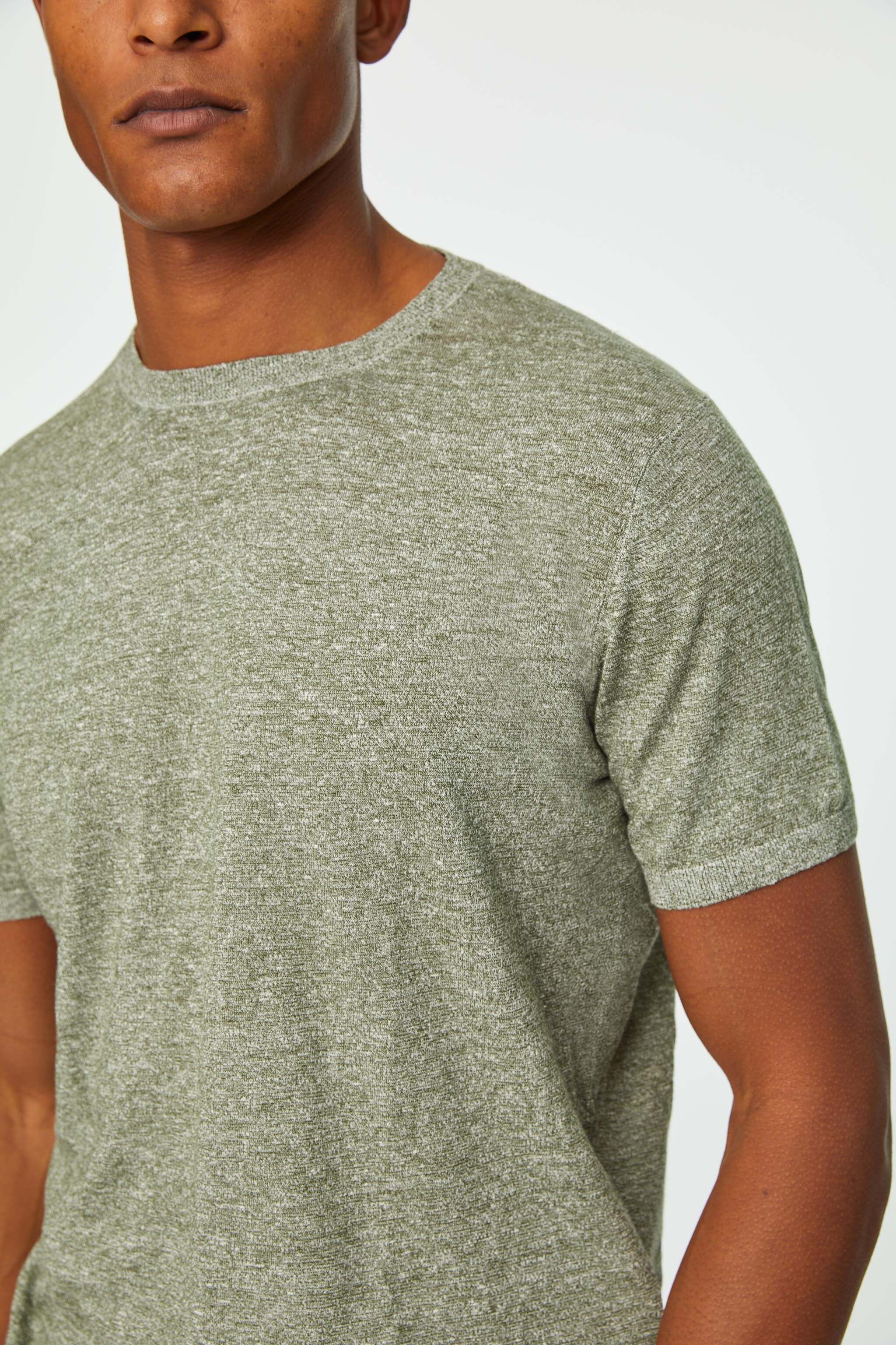 Linen and cotton T-shirt in sage green