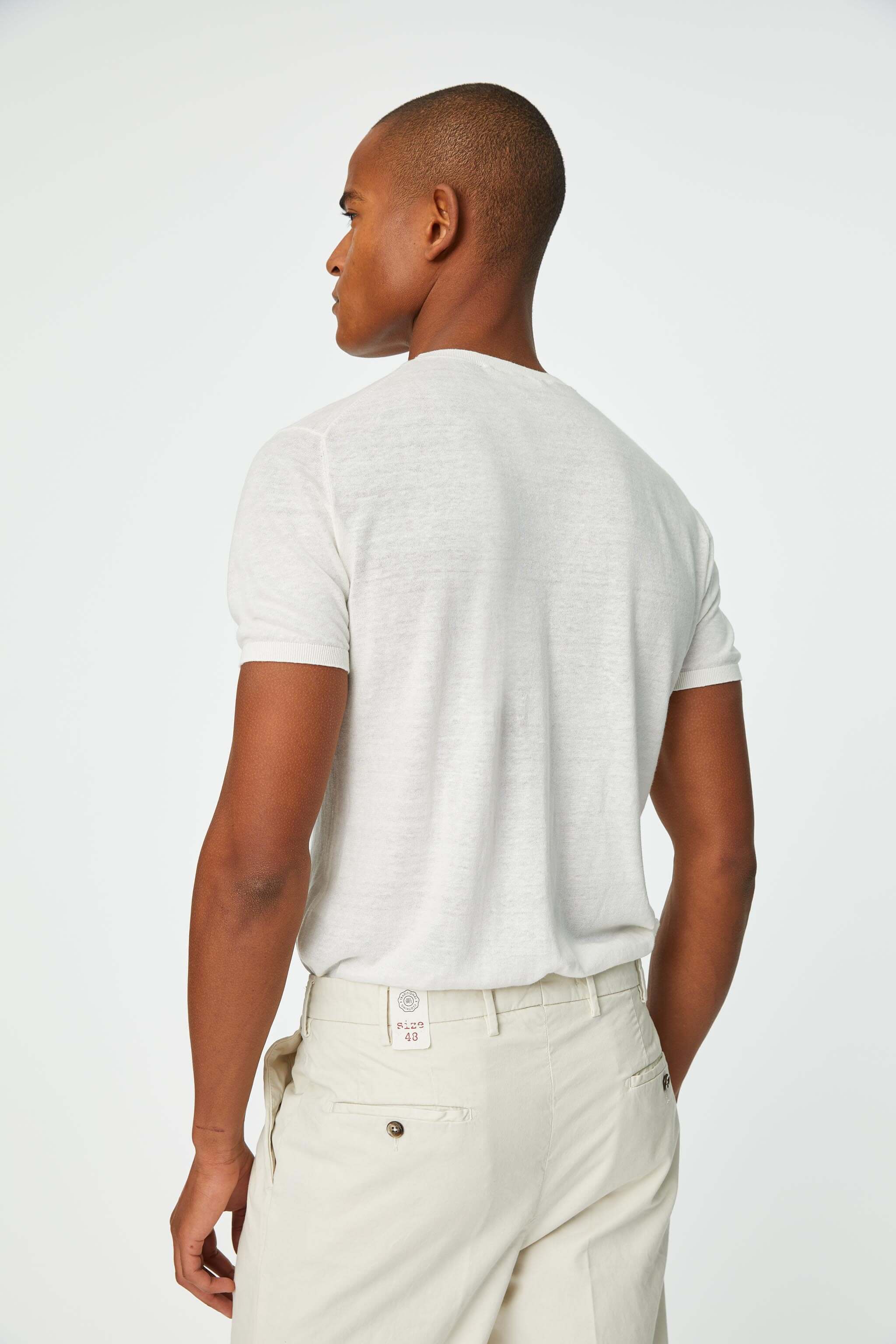 Linen and cotton T-shirt in milky white