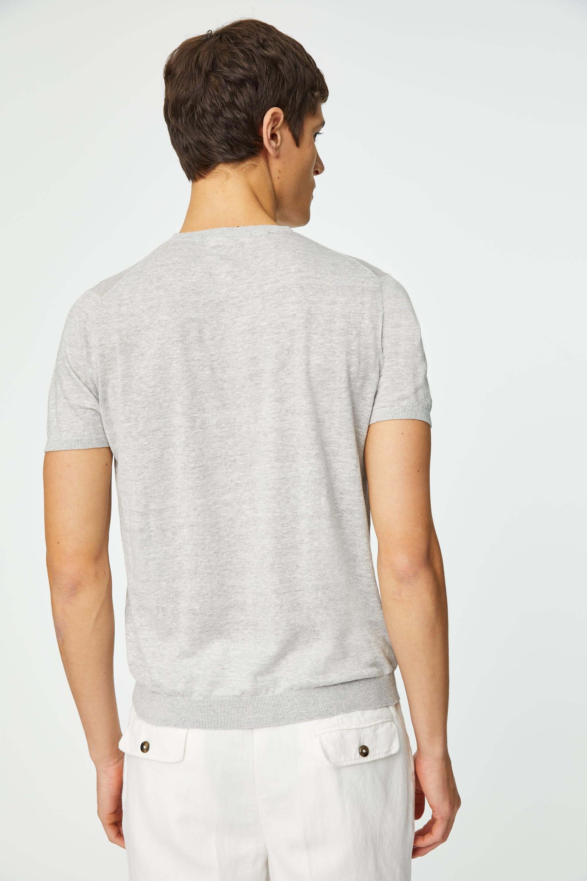 Linen and cotton T-shirt in soft gray