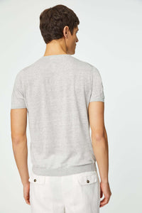 Linen and cotton t-shirt in soft gray light grey