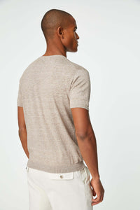 Linen and cotton t-shirt in hazelnut earth