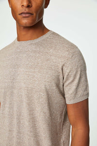 Linen and cotton t-shirt in hazelnut earth