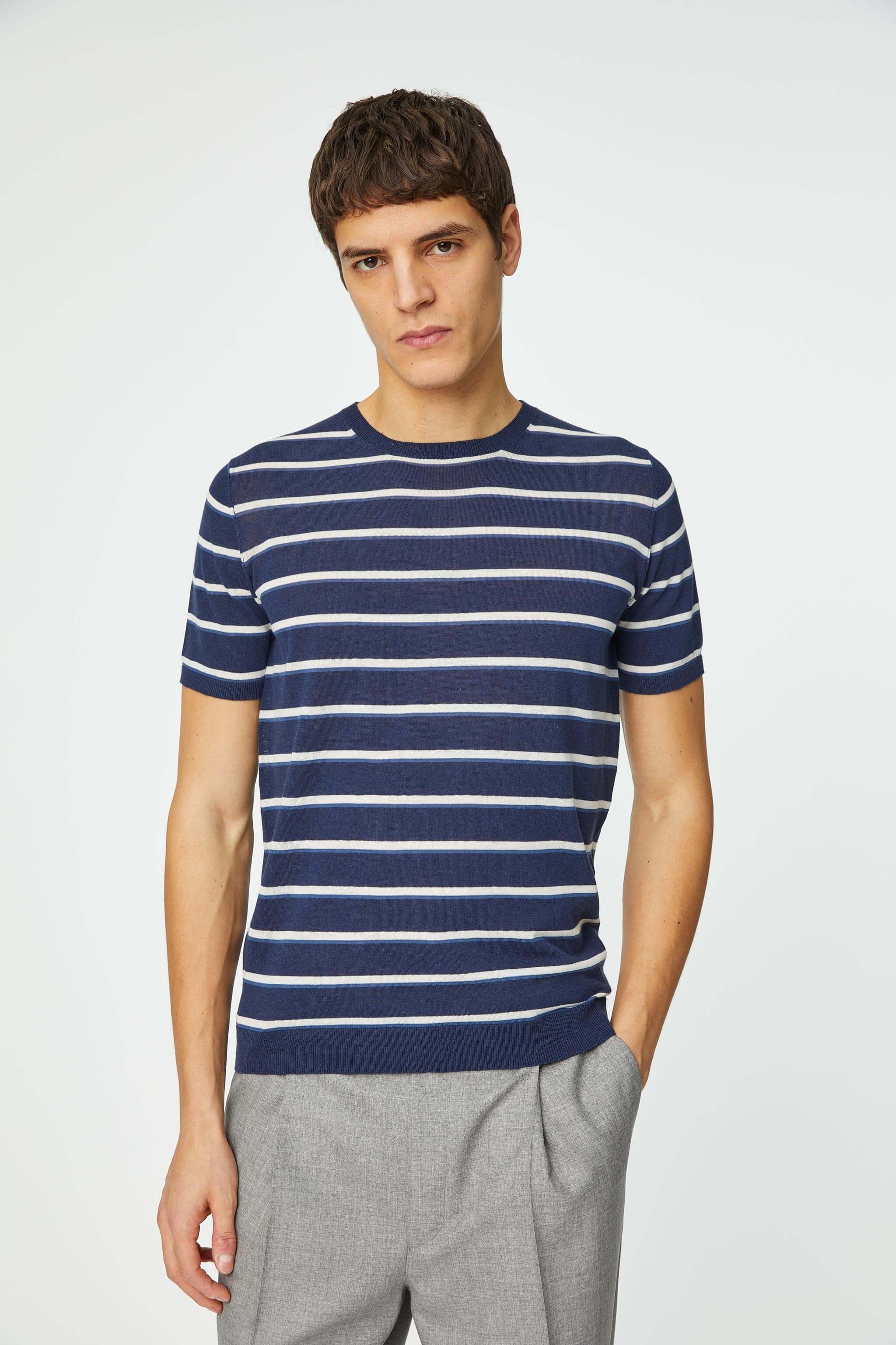 Stripe cotton navy T-shirt in blue 