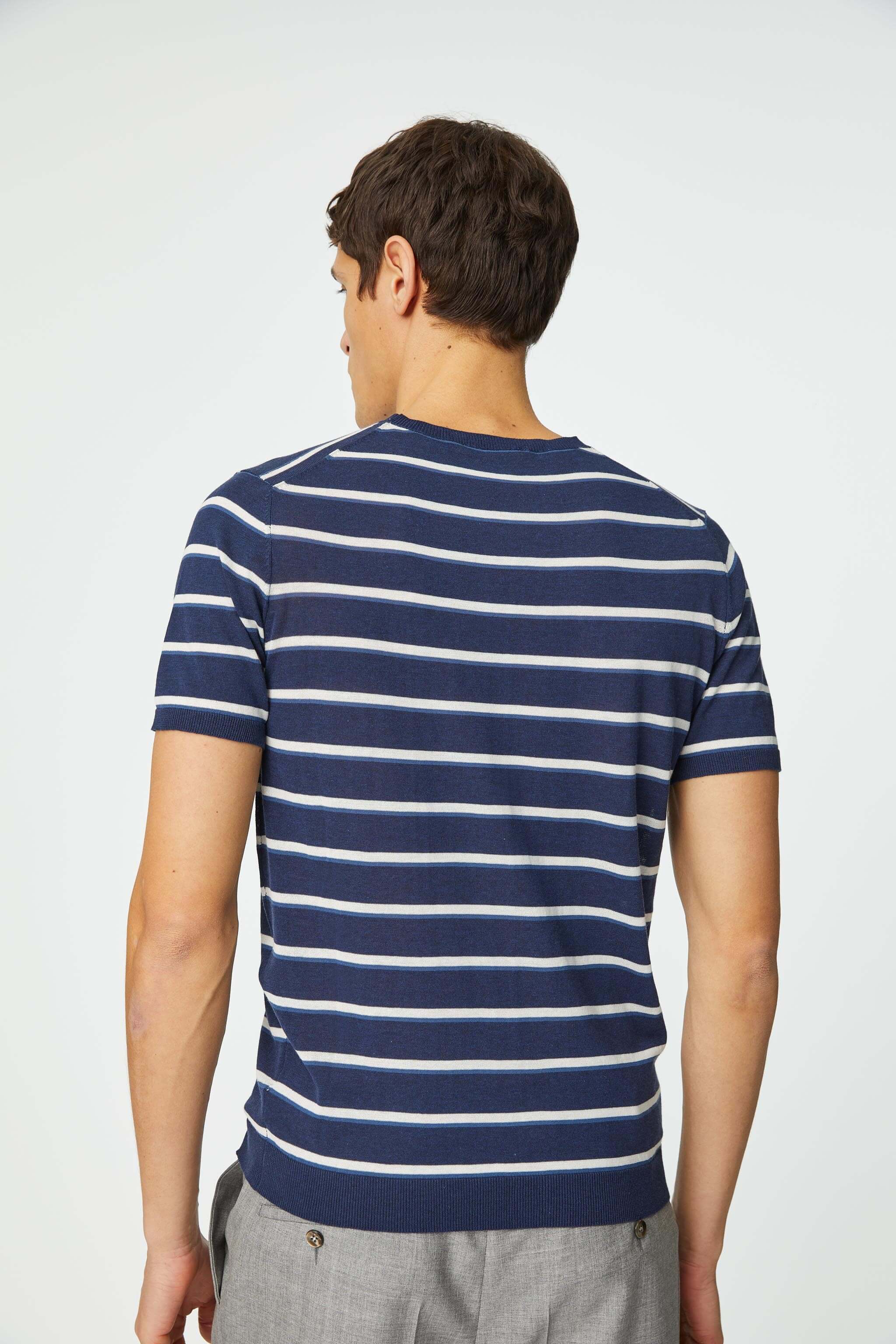 Stripe cotton navy T-shirt in blue 