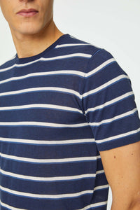 Stripe cotton navy t-shirt in blue  blue