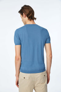 Short-sleeve cotton shirt in light blue light blue