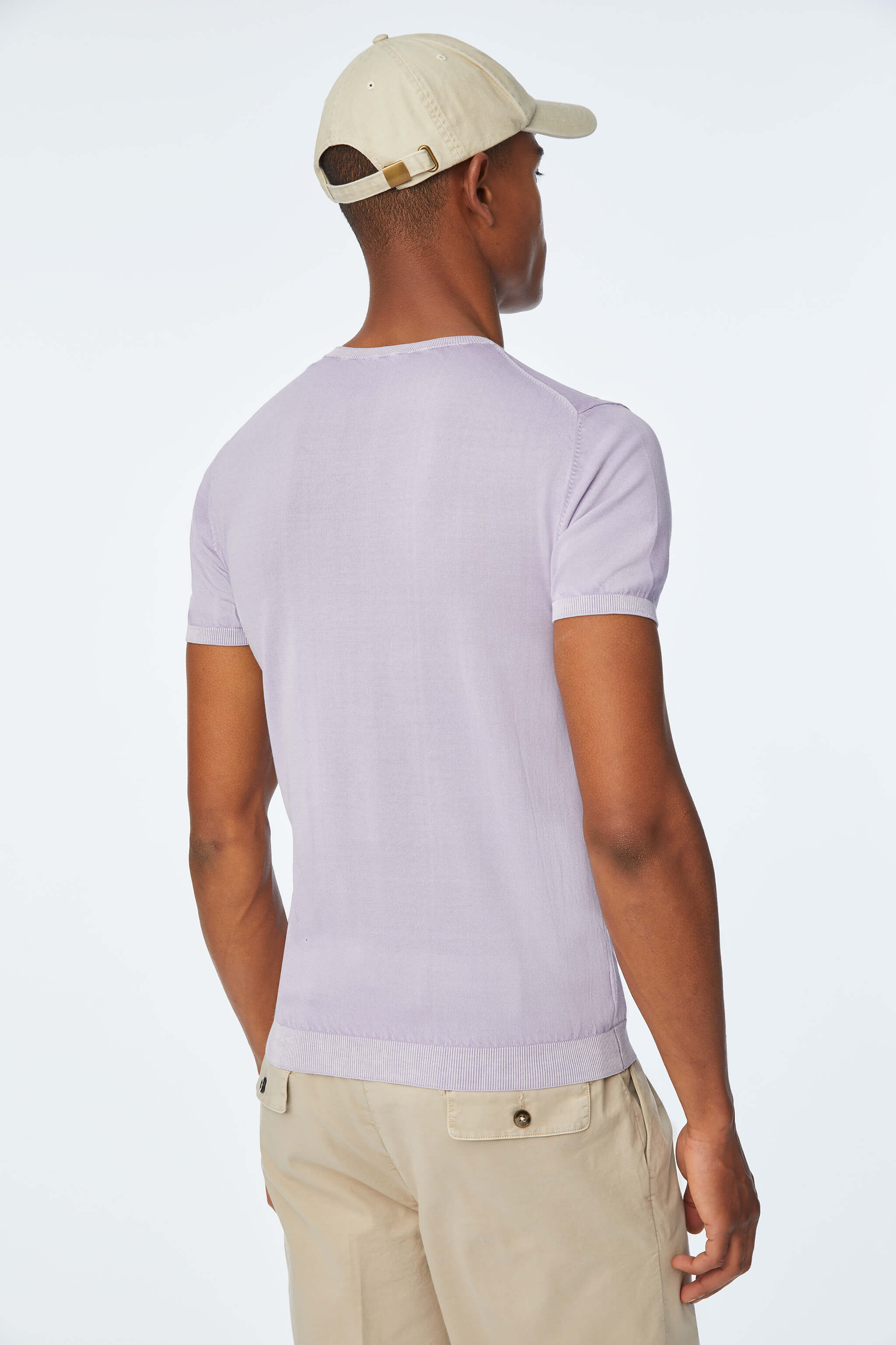 Short-sleeve cotton shirt in Lilac