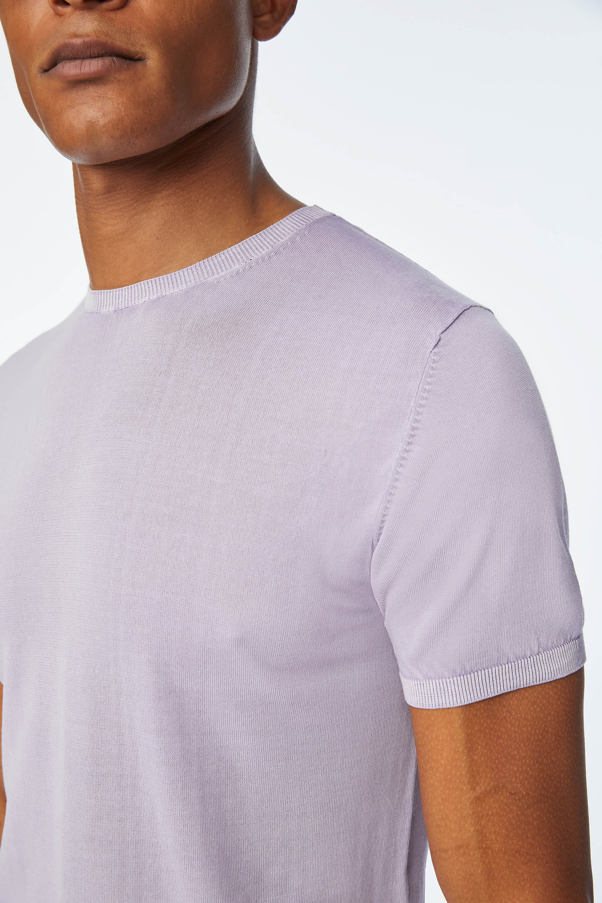 Short-sleeve cotton shirt in Lilac