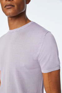 Short-sleeve cotton shirt in lilac purple