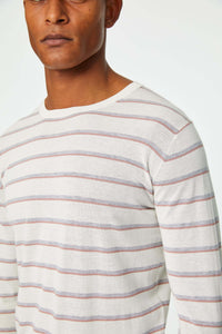 Long-sleeve milky white stripe cotton shirt white