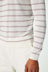 Long-sleeve milky white stripe cotton shirt white
