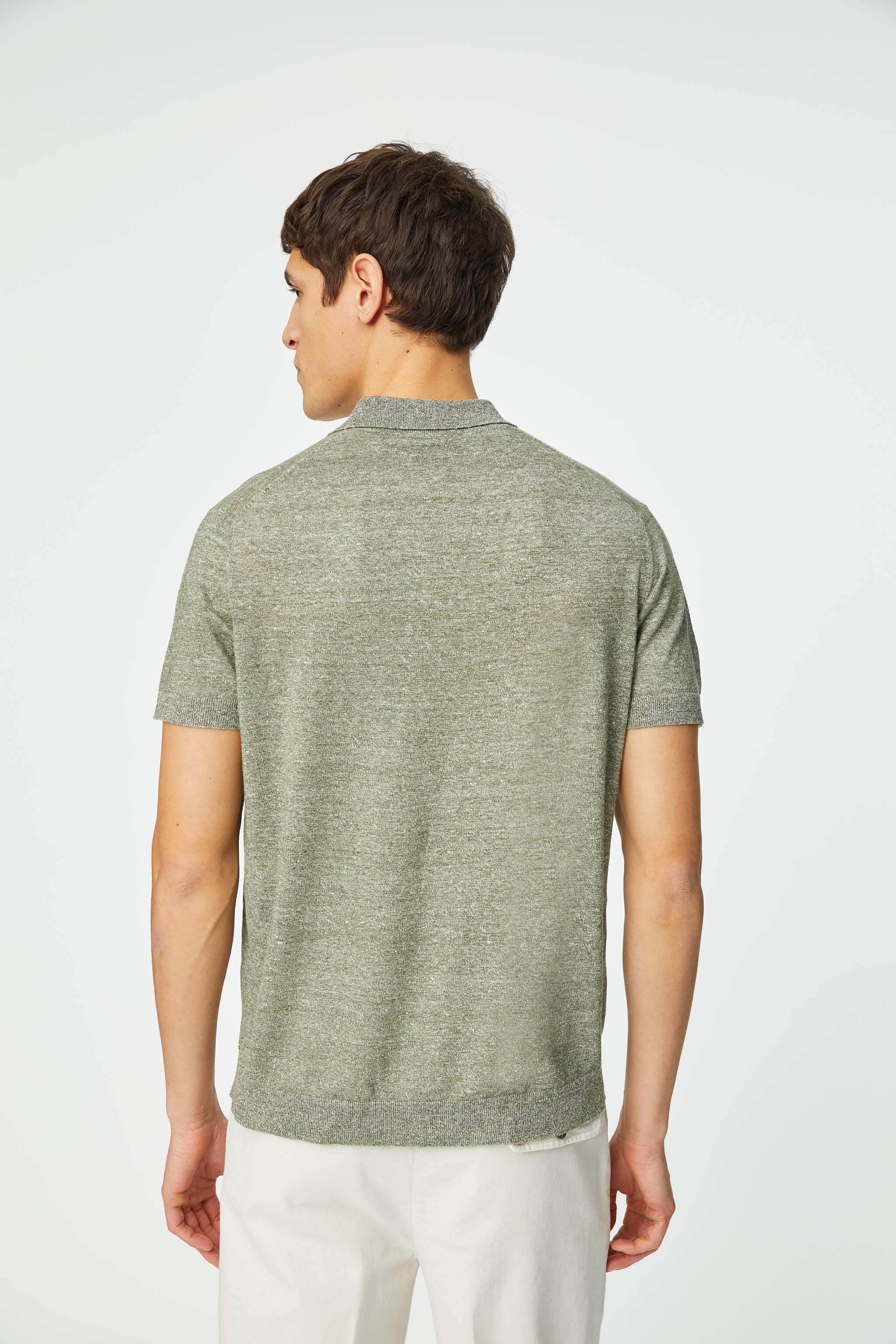 Linen and cotton Polo in sage green