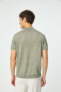 Linen and cotton polo in sage green light green