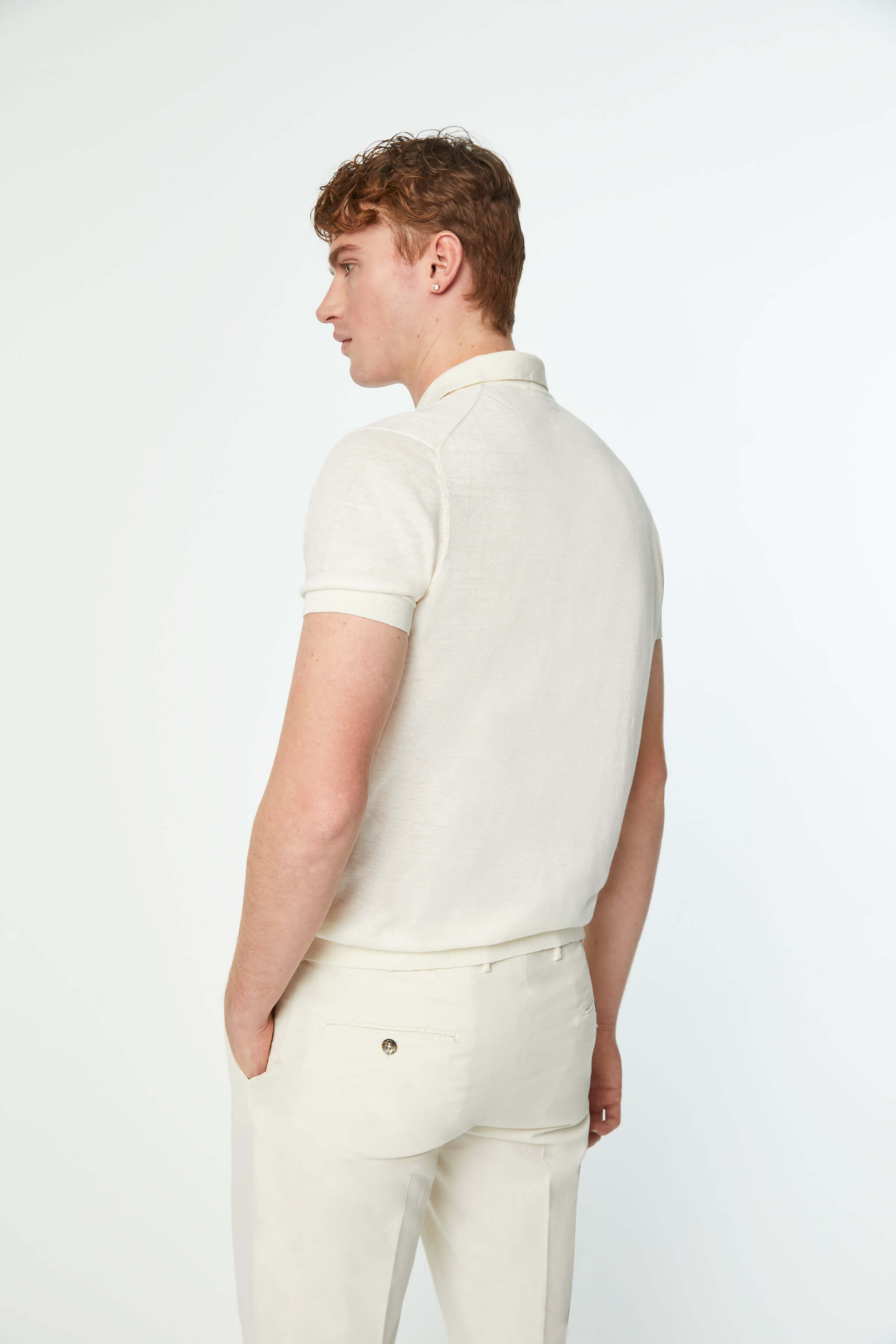 Polo in maglia bianco avorio
