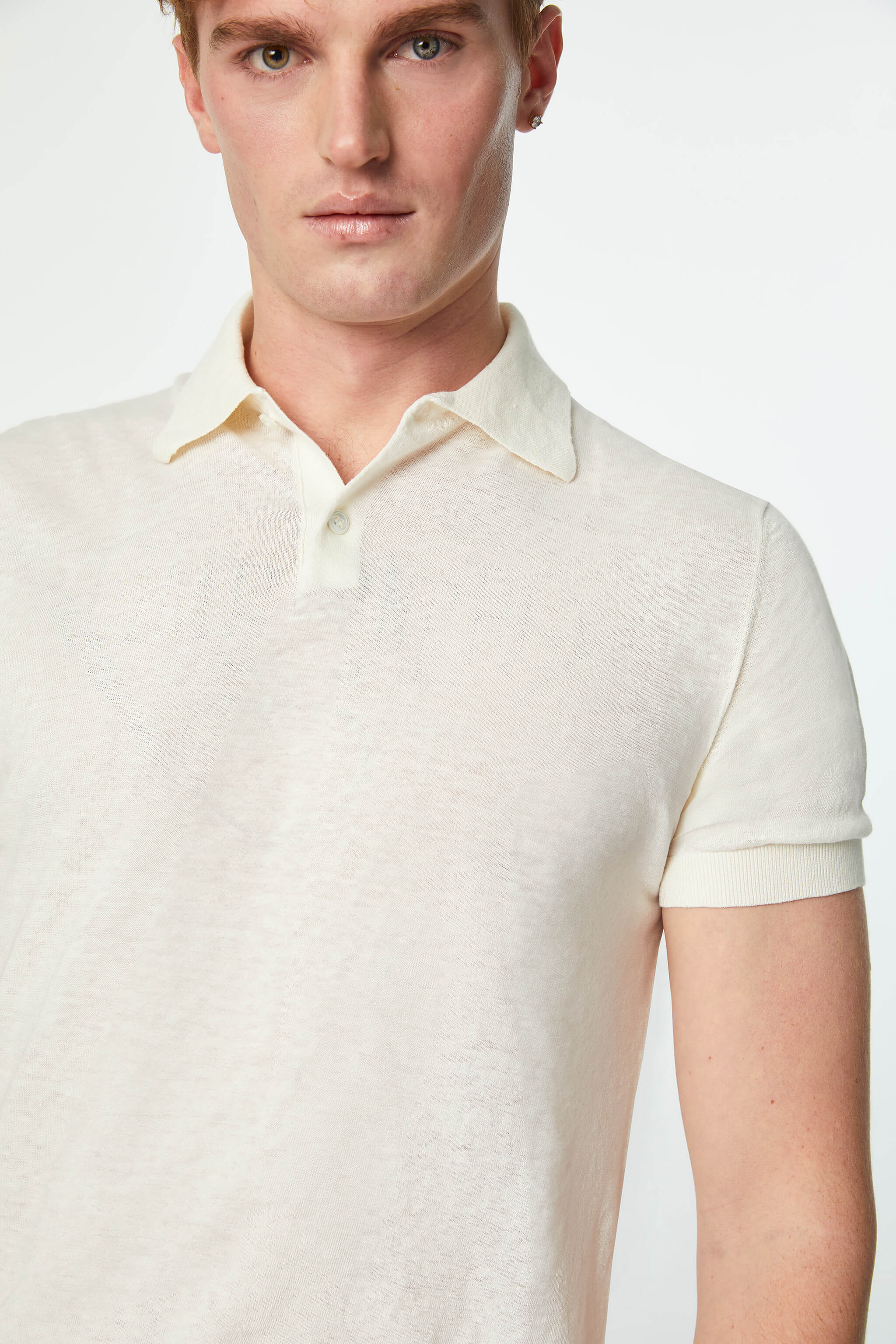 Polo in maglia bianco avorio