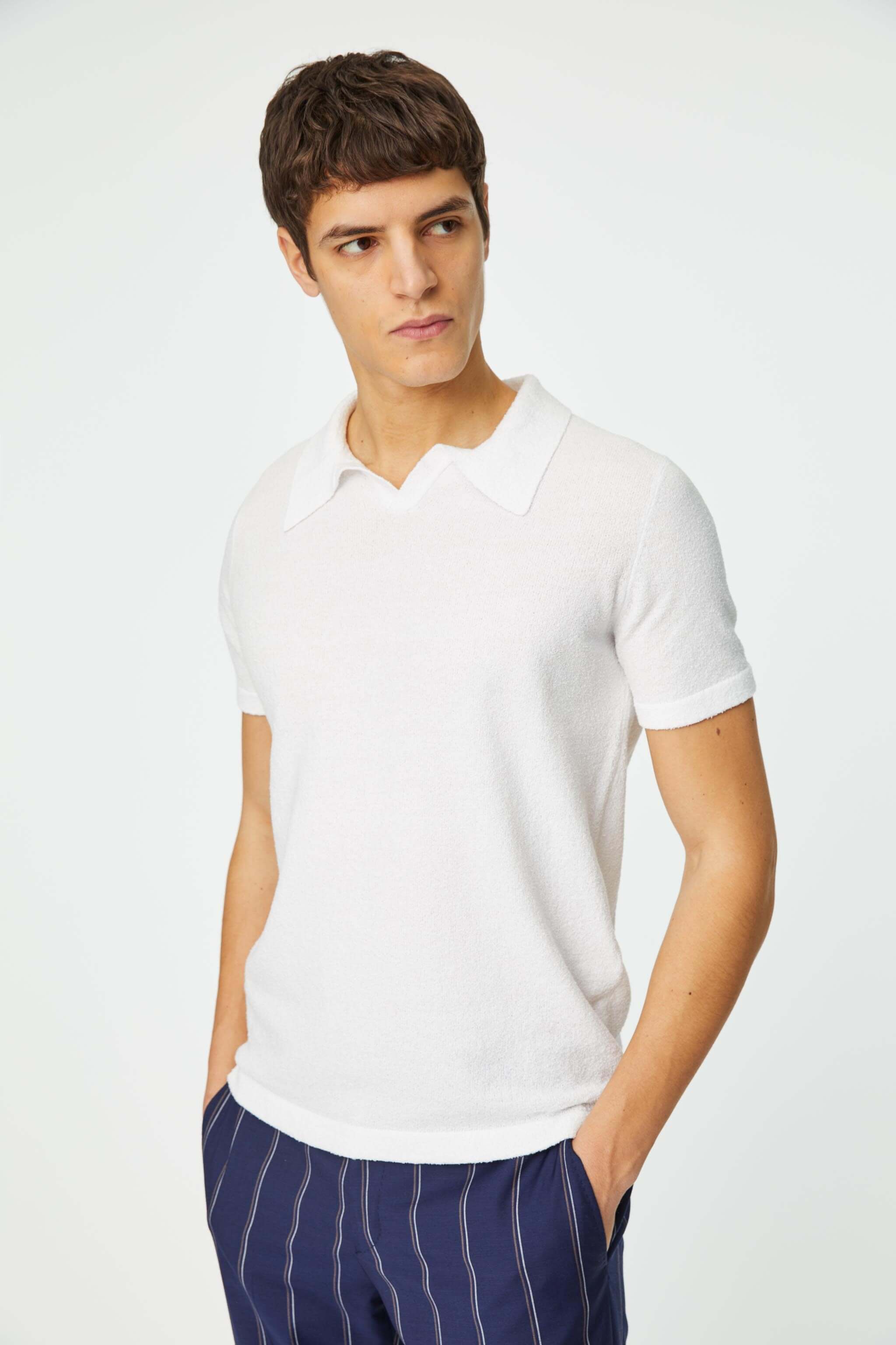 Terry cotton boucl&eacute polo shirt