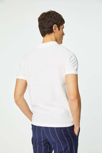 Terry cotton bouclé polo shirt white